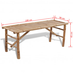 Masă pentru bere cu 2 bănci, 100 cm, bambus - Img 6