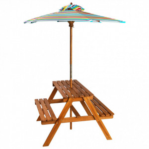 Masă picnic pentru copii cu umbrelă, 79x90x60 cm, lemn acacia - Img 2
