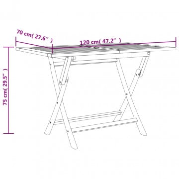 Masă pliantă de grădină, gri, 120x70x75 cm, lemn masiv de tec - Img 7