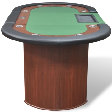 Masă poker 10 persoane, zonă dealer și suport jetoane, verde - Img 8