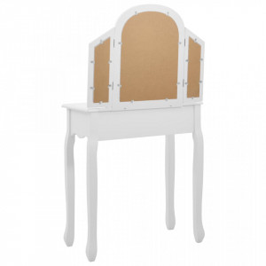 Masă toaletă cu taburet, alb, 65x36x128 cm, lemn paulownia, MDF - Img 5