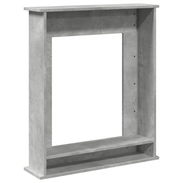 Mască de șemineu, gri beton, 75x20x87,5 cm, lemn prelucrat - Img 5