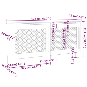 Mască pentru calorifer, alb, 172x19x81,5 cm, MDF - Img 6