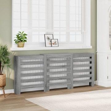 Mască pentru calorifer sonoma gri 205x21,5x83,5 cm lemn - Img 1