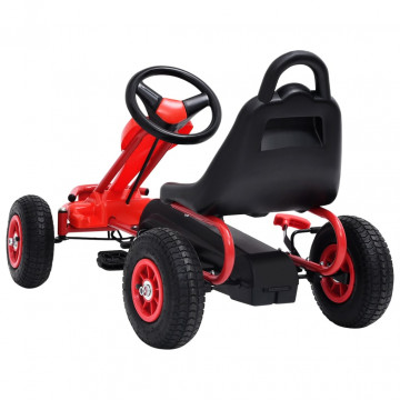 Mașinuță kart cu pedale și roți pneumatice, roșu - Img 4