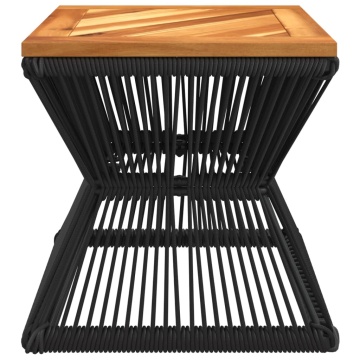 Măsuță cafea bază din sârmă negru 38x38x38 cm lemn masiv acacia - Img 5
