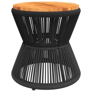 Măsuță cafea bază din sârmă negru Ø 45x44 cm, lemn masiv acacia - Img 2