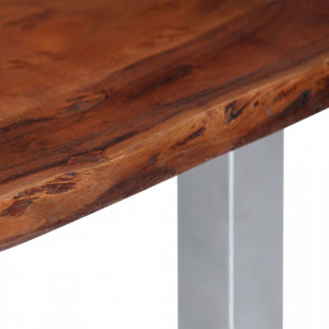 Măsuță cafea, muchii naturale, 115x60x40 cm, lemn masiv acacia - Img 4