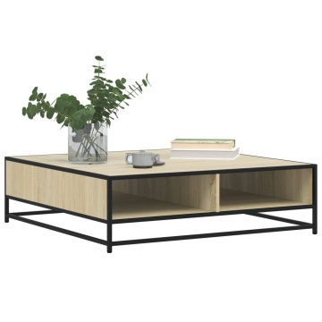 Măsuță cafea stejar sonoma 100x100x30 cm lemn prelucrat/metal - Img 4
