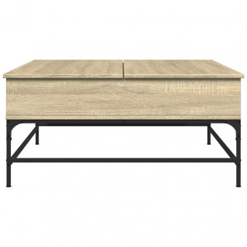 Măsuță cafea stejar sonoma 95x95x45 cm lemn prelucrat și metal - Img 8