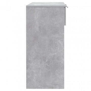 Măsuță consolă, gri beton, 90x36x75 cm, lemn prelucrat - Img 6