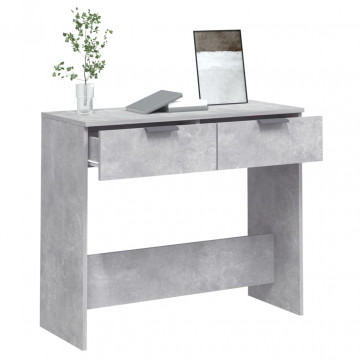Măsuță consolă, gri beton, 90x36x75 cm, lemn prelucrat - Img 8