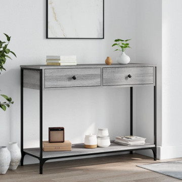 Măsuță consolă, gri sonoma, 100x34,5x75 cm, lemn prelucrat - Img 1