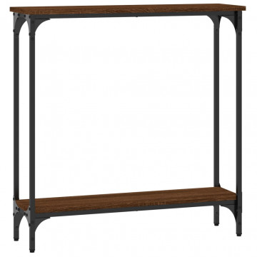 Măsuță consolă, stejar maro, 75x22,5x75 cm, lemn prelucrat - Img 5