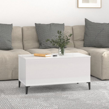 Măsuță de cafea, alb extralucios, 90x44,5x45 cm, lemn compozit - Img 3