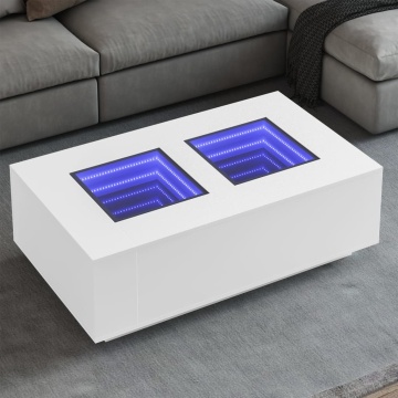 Măsuță de cafea cu LED infinity, alb, 116x69x40 cm - Img 1