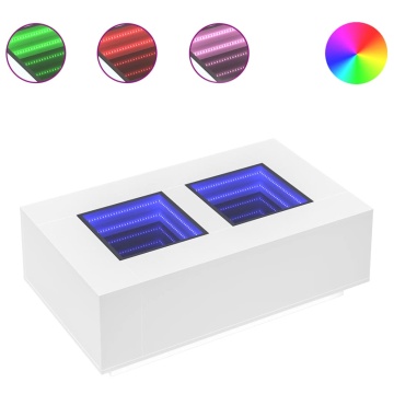 Măsuță de cafea cu LED infinity, alb, 116x69x40 cm - Img 2