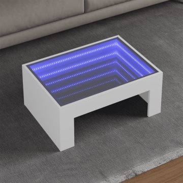 Măsuță de cafea cu LED infinity, alb, 70x50x30 cm - Img 1