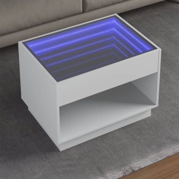 Măsuță de cafea cu LED infinity, alb, 70x50x50 cm - Img 1