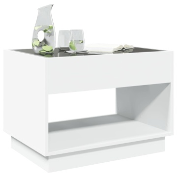 Măsuță de cafea cu LED infinity, alb, 70x50x50 cm - Img 4