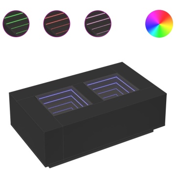 Măsuță de cafea cu LED infinity, negru, 116x69x40 cm - Img 2