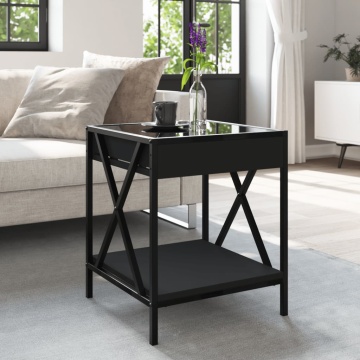 Măsuță de cafea cu LED infinity, negru, 40x40x49 cm - Img 4