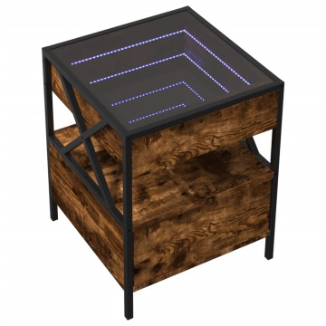 Măsuță de cafea cu LED infinity, stejar fumuriu, 40x40x51 cm - Img 3
