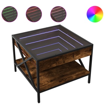 Măsuță de cafea cu LED infinity, stejar fumuriu, 50x50x38 cm - Img 2