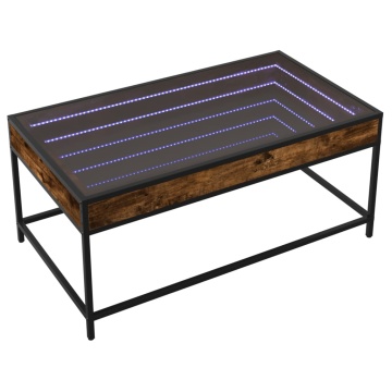 Măsuță de cafea cu LED infinity, stejar fumuriu, 90x50x41 cm - Img 3