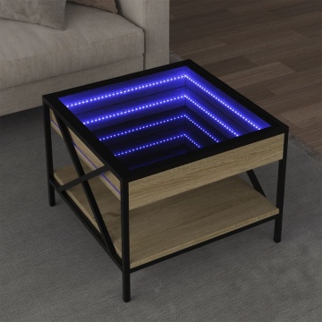 Măsuță de cafea cu LED infinity, stejar sonoma, 50x50x38 cm - Img 1