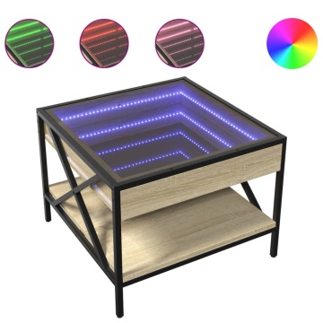 Măsuță de cafea cu LED infinity, stejar sonoma, 50x50x38 cm - Img 2