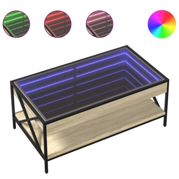 Măsuță de cafea cu LED infinity, stejar sonoma, 90x50x38 cm - Img 2