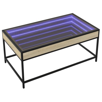 Măsuță de cafea cu LED infinity, stejar sonoma, 90x50x41 cm - Img 3