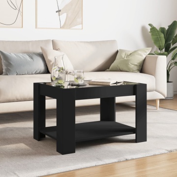 Măsuță de cafea cu LED, negru, 73x53x45 cm, lemn prelucrat - Img 4