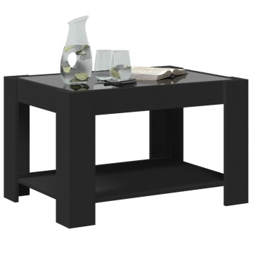 Măsuță de cafea cu LED, negru, 73x53x45 cm, lemn prelucrat - Img 8