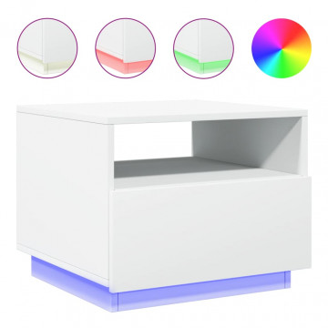 Măsuță de cafea cu lumini LED, alb, 50x49x40 cm - Img 2