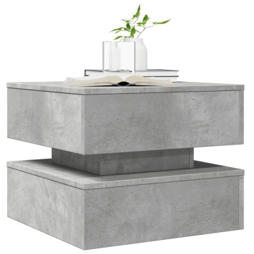 Măsuță de cafea cu lumini LED, gri beton, 50x50x40 cm - Img 5