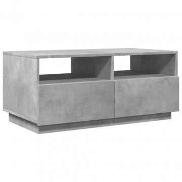 Măsuță de cafea cu lumini LED, gri beton, 90x49x40 cm - Img 3