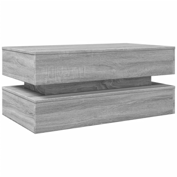 Măsuță de cafea cu lumini LED, gri sonoma, 90x50x40 cm - Img 3