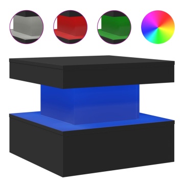 Măsuță de cafea cu lumini LED, negru, 50x50x40 cm - Img 2