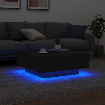 Măsuță de cafea cu lumini LED, negru, 80x80x31 cm - Img 4