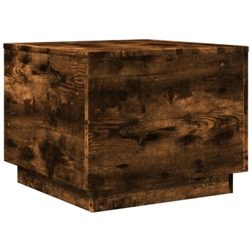 Măsuță de cafea cu lumini LED, stejar fumuriu, 50x50x40 cm - Img 3
