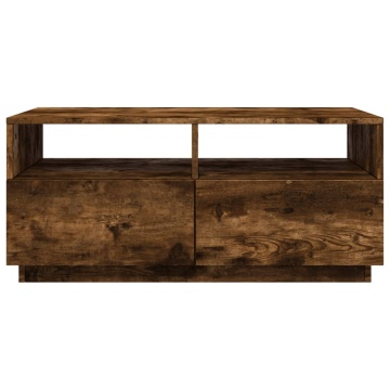 Măsuță de cafea cu lumini LED, stejar fumuriu, 90x49x40 cm - Img 8