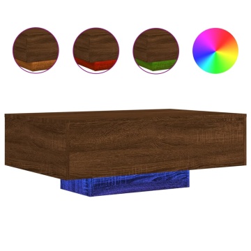 Măsuță de cafea cu lumini LED, stejar maro, 85x55x31 cm - Img 2