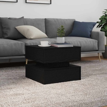 Masuta de cafea cu lumini LED Stejar negru 50x50x40 cm - Img 4