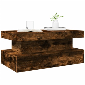 Măsuță de cafea cu lumini LED, stejar sonoma, 90x50x40 cm - Img 5