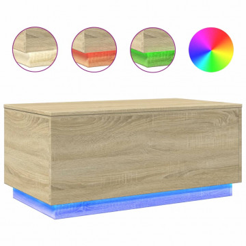 Măsuță de cafea cu lumini LED, stejar sonoma, 90x50x40 cm - Img 2