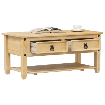 Măsuță de cafea cu sertare Corona, 100x48x45 cm, lemn masiv pin - Img 1