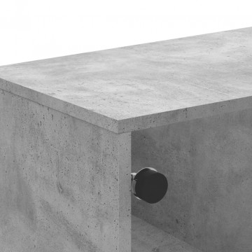 Măsuță de cafea cu uși din sticlă, gri beton, 68,5x50x50 cm - Img 7