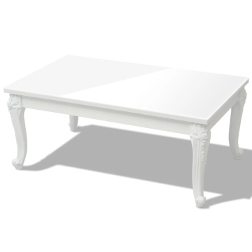 Măsuță de cafea din fibră de sticlă lucioasă 100x60x42 cm albă - Img 2